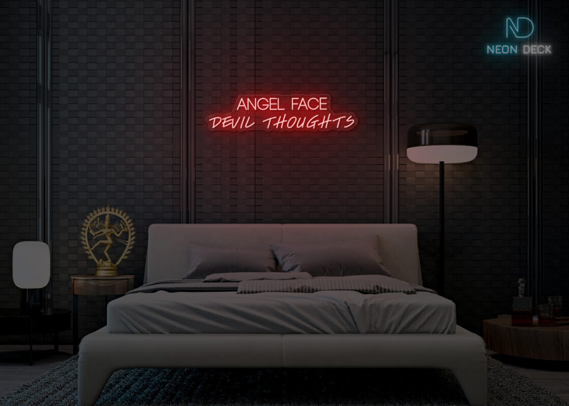 Angel face devil thoughts Neon Sign Red