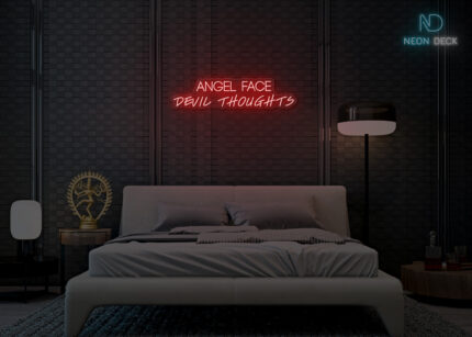 Angel face devil thoughts Neon Sign Red