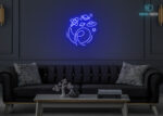 Astronaut Rocket Orbit Neon Sign Dark-Blue