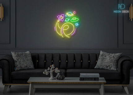 Astronaut Rocket Orbit Neon Sign Multi