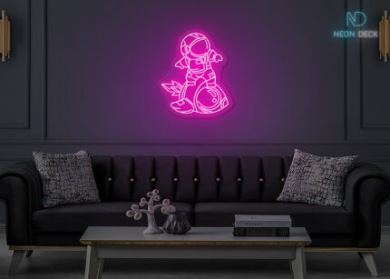 Astronaut Scuba Diving Design Neon Sign Hot-Pink