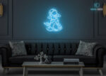 Astronaut Scuba Diving Design Neon Sign Ice-Blue