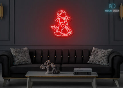Astronaut Scuba Diving Design Neon Sign Red