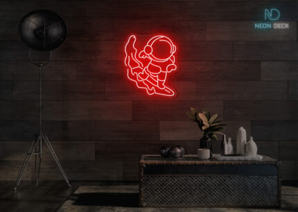 Astronaut Scuba Diving Neon Sign Red