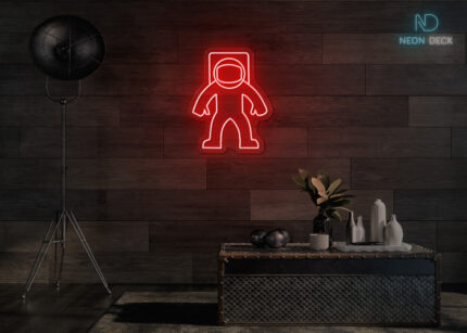 Astronaut Standing Neon Sign Red