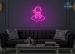 Astronaut on Cloud Neon Sign Hot-Pink