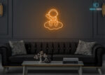 Astronaut on Cloud Neon Sign Orange