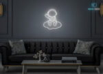 Astronaut on Cloud Neon Sign White