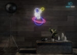 Astronaut with Balloon on Solar Neon Sign Multi