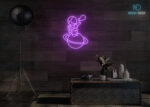 Astronaut with Balloon on Solar Neon Sign Purple