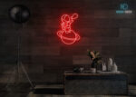Astronaut with Balloon on Solar Neon Sign Red