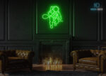 Astronaut with Cable Neon Sign Green