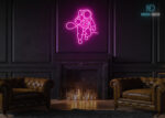 Astronaut with Cable Neon Sign Hot-Pink