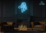 Astronaut with Cable Neon Sign Ice-Blue