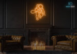 Astronaut with Cable Neon Sign Orange