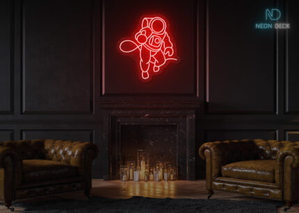 Astronaut with Cable Neon Sign Red
