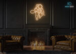 Astronaut with Cable Neon Sign Warm-White