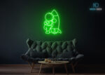 Astronaut with Rocket Neon Sign Green