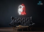 Astronaut with Rocket Neon Sign Multi