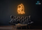 Astronaut with Rocket Neon Sign Orange