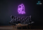 Astronaut with Rocket Neon Sign Purple