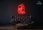 Astronaut with Rocket Neon Sign Red