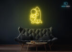 Astronaut with Rocket Neon Sign Yellow