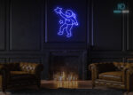 Astronaut with Stars Neon Sign Dark-Blue