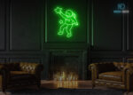 Astronaut with Stars Neon Sign Green