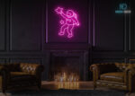 Astronaut with Stars Neon Sign Hot-Pink