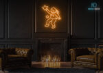 Astronaut with Stars Neon Sign Orange