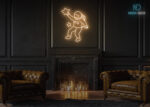 Astronaut with Stars Neon Sign Warm-White