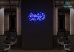 Beauty Salon with Facial Design Neon Sign Dark-Blue