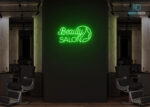 Beauty Salon with Facial Design Neon Sign Green