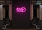 Beauty Salon with Facial Design Neon Sign Hot-Pink