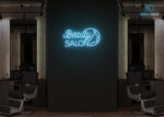 Beauty Salon with Facial Design Neon Sign Ice-Blue