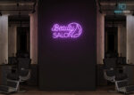 Beauty Salon with Facial Design Neon Sign Purple