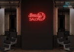 Beauty Salon with Facial Design Neon Sign Red