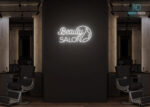 Beauty Salon with Facial Design Neon Sign White