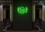 Beer with Wings Neon Sign Green