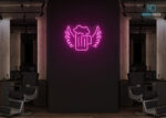Beer with Wings Neon Sign Hot-Pink