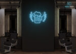 Beer with Wings Neon Sign Ice-Blue