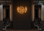 Beer with Wings Neon Sign Orange