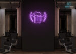 Beer with Wings Neon Sign Purple