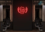 Beer with Wings Neon Sign Red
