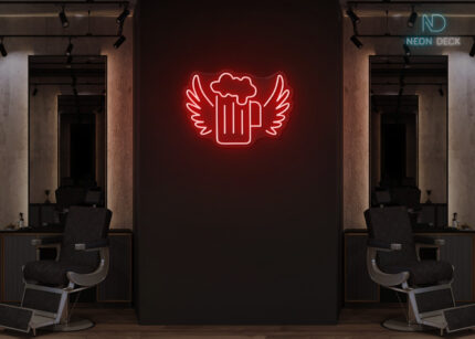 Beer with Wings Neon Sign Red