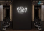 Beer with Wings Neon Sign White