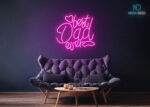 Best Dad Ever Design LED Neon Sign Hot-Pink