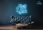 Best Dad Ever Design LED Neon Sign Ice-Blue