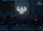 Body builder Neon Sign White